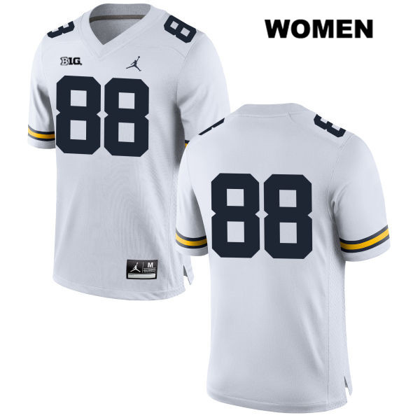 Women's NCAA Michigan Wolverines Grant Perry #88 No Name White Jordan Brand Authentic Stitched Football College Jersey YT25T71ST